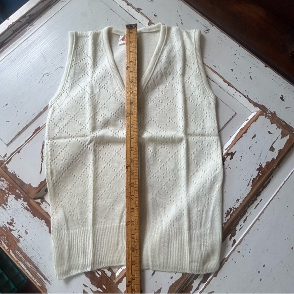 Vtg Miss Scotch English Sweater Vest Knit Retro 50s 60s Secretary Acrylic NOS - Picture 2 of 9